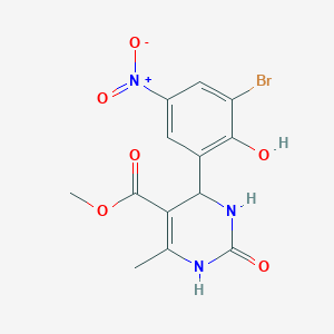 molecular formula C13H12BrN3O6 B3959559 methyl 4-(3-bromo-2-hydroxy-5-nitrophenyl)-6-methyl-2-oxo-1,2,3,4-tetrahydro-5-pyrimidinecarboxylate 
