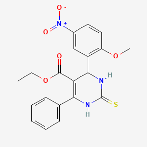 molecular formula C20H19N3O5S B3959727 ethyl 4-(2-methoxy-5-nitrophenyl)-6-phenyl-2-thioxo-1,2,3,4-tetrahydro-5-pyrimidinecarboxylate 