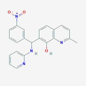 molecular formula C22H18N4O3 B3959869 2-METHYL-7-[(3-NITROPHENYL)[(PYRIDIN-2-YL)AMINO]METHYL]QUINOLIN-8-OL 