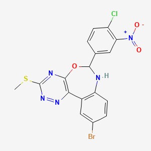 molecular formula C17H11BrClN5O3S B3959999 10-Bromo-6-(4-chloro-3-nitrophenyl)-3-methylsulfanyl-6,7-dihydro-[1,2,4]triazino[5,6-d][3,1]benzoxazepine 