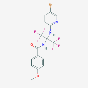 molecular formula C16H12BrF6N3O2 B396003 N-[2-[(5-bromopyridin-2-yl)amino]-1,1,1,3,3,3-hexafluoropropan-2-yl]-4-methoxybenzamide 