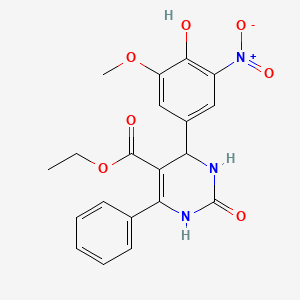 molecular formula C20H19N3O7 B3960127 ethyl 4-(4-hydroxy-3-methoxy-5-nitrophenyl)-2-oxo-6-phenyl-1,2,3,4-tetrahydro-5-pyrimidinecarboxylate 