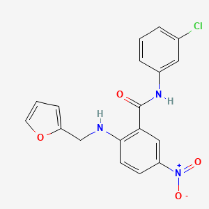 molecular formula C18H14ClN3O4 B3960151 N-(3-chlorophenyl)-2-(furan-2-ylmethylamino)-5-nitrobenzamide 
