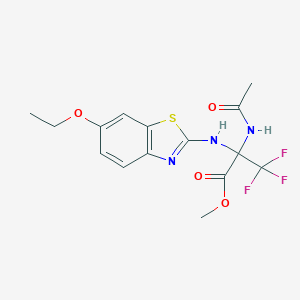 molecular formula C15H16F3N3O4S B396021 methyl 2-acetamido-2-[(6-ethoxy-1,3-benzothiazol-2-yl)amino]-3,3,3-trifluoropropanoate CAS No. 447411-05-4