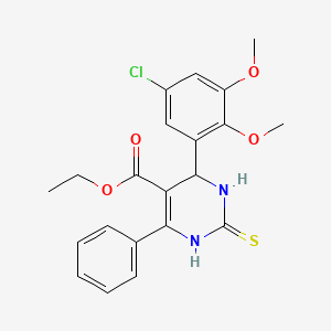 molecular formula C21H21ClN2O4S B3960214 ethyl 4-(5-chloro-2,3-dimethoxyphenyl)-6-phenyl-2-sulfanylidene-3,4-dihydro-1H-pyrimidine-5-carboxylate 