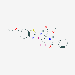 molecular formula C20H18F3N3O4S B396024 Methyl 2-(benzoylamino)-2-[(6-ethoxy-1,3-benzothiazol-2-yl)amino]-3,3,3-trifluoropropanoate 