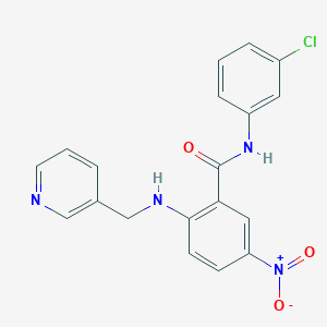 molecular formula C19H15ClN4O3 B3960331 N-(3-chlorophenyl)-5-nitro-2-(pyridin-3-ylmethylamino)benzamide 