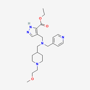 molecular formula C22H33N5O3 B3960395 ethyl 4-[[[1-(2-methoxyethyl)piperidin-4-yl]methyl-(pyridin-4-ylmethyl)amino]methyl]-1H-pyrazole-5-carboxylate 