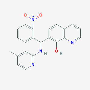 molecular formula C22H18N4O3 B3960424 7-{[(4-Methylpyridin-2-yl)amino](2-nitrophenyl)methyl}quinolin-8-ol 