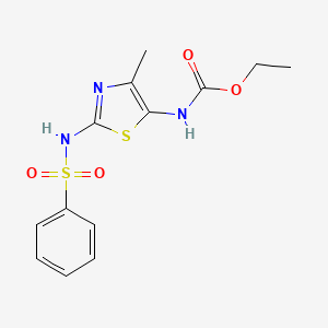 molecular formula C13H15N3O4S2 B3960487 ethyl N-[2-(benzenesulfonamido)-4-methyl-1,3-thiazol-5-yl]carbamate 