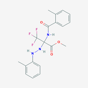 molecular formula C19H20F3N3O3 B396050 METHYL 3,3,3-TRIFLUORO-2-[(2-METHYLBENZOYL)AMINO]-2-[2-(2-METHYLPHENYL)HYDRAZINO]PROPANOATE 
