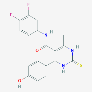 molecular formula C18H15F2N3O2S B3960502 N-(3,4-difluorophenyl)-4-(4-hydroxyphenyl)-6-methyl-2-thioxo-1,2,3,4-tetrahydro-5-pyrimidinecarboxamide 