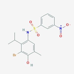 molecular formula C16H17BrN2O5S B3960636 N-(3-bromo-4-hydroxy-5-methyl-2-propan-2-ylphenyl)-3-nitrobenzenesulfonamide 
