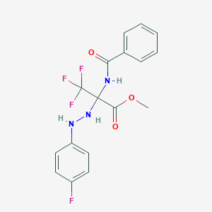 molecular formula C17H15F4N3O3 B396064 Methyl 2-(benzoylamino)-3,3,3-trifluoro-2-[2-(4-fluorophenyl)hydrazino]propanoate 