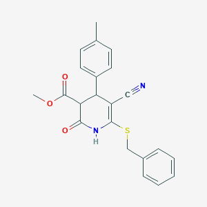 molecular formula C22H20N2O3S B3960663 methyl 6-(benzylthio)-5-cyano-4-(4-methylphenyl)-2-oxo-1,2,3,4-tetrahydro-3-pyridinecarboxylate 