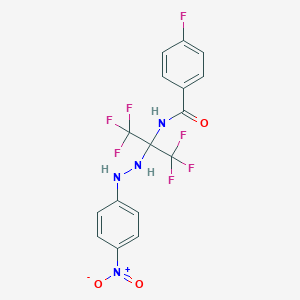 molecular formula C16H11F7N4O3 B396071 4-fluoro-N-[2,2,2-trifluoro-1-(2-{4-nitrophenyl}hydrazino)-1-(trifluoromethyl)ethyl]benzamide 