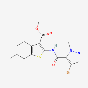 molecular formula C16H18BrN3O3S B3960747 methyl 2-{[(4-bromo-1-methyl-1H-pyrazol-5-yl)carbonyl]amino}-6-methyl-4,5,6,7-tetrahydro-1-benzothiophene-3-carboxylate 