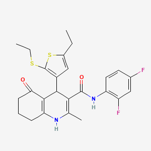 molecular formula C25H26F2N2O2S2 B3960761 N-(2,4-Difluorophenyl)-4-(5-ethyl-2-(ethylthio)thiophen-3-yl)-2-methyl-5-oxo-1,4,5,6,7,8-hexahydroquinoline-3-carboxamide CAS No. 430469-23-1