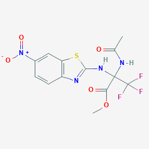 molecular formula C13H11F3N4O5S B396078 methyl 2-acetamido-3,3,3-trifluoro-2-[(6-nitro-1,3-benzothiazol-2-yl)amino]propanoate 