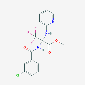 molecular formula C16H13ClF3N3O3 B396085 Methyl 2-[(3-chlorobenzoyl)amino]-3,3,3-trifluoro-2-(pyridin-2-ylamino)propanoate 