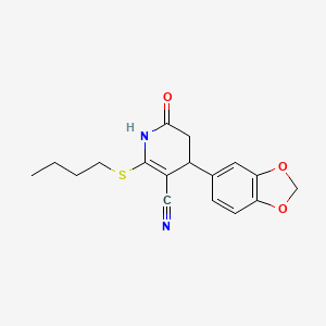 molecular formula C17H18N2O3S B3960966 4-(1,3-benzodioxol-5-yl)-2-(butylthio)-6-oxo-1,4,5,6-tetrahydro-3-pyridinecarbonitrile 