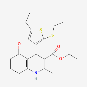 molecular formula C21H27NO3S2 B3961027 ethyl 4-(5-ethyl-2-ethylsulfanylthiophen-3-yl)-2-methyl-5-oxo-4,6,7,8-tetrahydro-1H-quinoline-3-carboxylate 