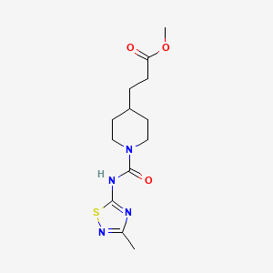 molecular formula C13H20N4O3S B3961079 methyl 3-(1-{[(3-methyl-1,2,4-thiadiazol-5-yl)amino]carbonyl}piperidin-4-yl)propanoate 