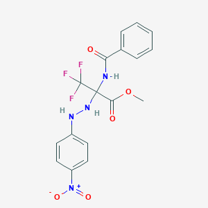 molecular formula C17H15F3N4O5 B396108 METHYL 2-(BENZOYLAMINO)-3,3,3-TRIFLUORO-2-[2-(4-NITROPHENYL)HYDRAZINO]PROPANOATE 