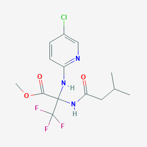 molecular formula C14H17ClF3N3O3 B396109 METHYL 2-[(5-CHLOROPYRIDIN-2-YL)AMINO]-3,3,3-TRIFLUORO-2-(3-METHYLBUTANAMIDO)PROPANOATE 