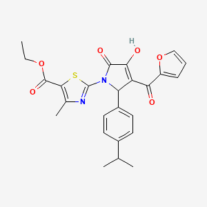 molecular formula C25H24N2O6S B3961127 ethyl 2-{(3E)-3-[furan-2-yl(hydroxy)methylidene]-4,5-dioxo-2-[4-(propan-2-yl)phenyl]pyrrolidin-1-yl}-4-methyl-1,3-thiazole-5-carboxylate 