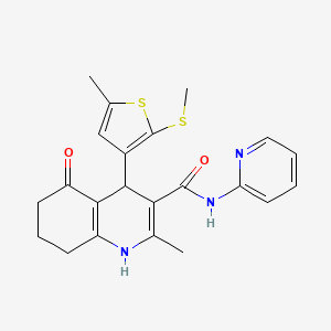 molecular formula C22H23N3O2S2 B3961180 2-Methyl-4-(5-methyl-2-(methylthio)thiophen-3-yl)-5-oxo-N-(pyridin-2-yl)-1,4,5,6,7,8-hexahydroquinoline-3-carboxamide CAS No. 430471-08-2