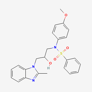 molecular formula C24H25N3O4S B3961228 N-[2-hydroxy-3-(2-methyl-1H-benzimidazol-1-yl)propyl]-N-(4-methoxyphenyl)benzenesulfonamide 