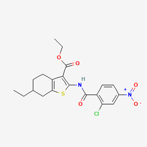 molecular formula C20H21ClN2O5S B3961343 ETHYL 2-(2-CHLORO-4-NITROBENZAMIDO)-6-ETHYL-4,5,6,7-TETRAHYDRO-1-BENZOTHIOPHENE-3-CARBOXYLATE 