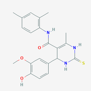 molecular formula C21H23N3O3S B3961371 N-(2,4-DIMETHYLPHENYL)-4-(4-HYDROXY-3-METHOXYPHENYL)-6-METHYL-2-SULFANYLIDENE-1,2,3,4-TETRAHYDROPYRIMIDINE-5-CARBOXAMIDE 