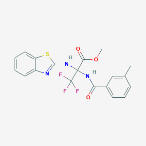 molecular formula C19H16F3N3O3S B396139 Methyl 2-(1,3-benzothiazol-2-ylamino)-3,3,3-trifluoro-2-[(3-methylbenzoyl)amino]propanoate 