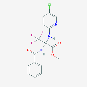 molecular formula C16H13ClF3N3O3 B396147 methyl 2-(benzoylamino)-2-[(5-chloropyridin-2-yl)amino]-3,3,3-trifluoropropanoate 