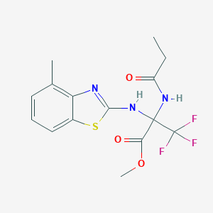 molecular formula C15H16F3N3O3S B396173 Methyl 3,3,3-trifluoro-2-[(4-methyl-1,3-benzothiazol-2-yl)amino]-2-(propionylamino)propanoate CAS No. 487035-29-0