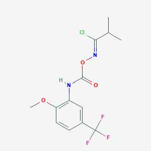 molecular formula C13H14ClF3N2O3 B396186 N-({[2-methoxy-5-(trifluoromethyl)anilino]carbonyl}oxy)-2-methylpropanimidoyl chloride 