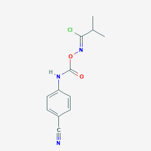 molecular formula C12H12ClN3O2 B396215 N-(((4-Cyanoanilino)carbonyl)oxy)-2-methylpropanimidoyl chloride 