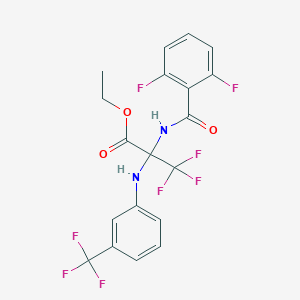 molecular formula C19H14F8N2O3 B396216 Ethyl 2-[(2,6-difluorobenzoyl)amino]-3,3,3-trifluoro-2-[3-(trifluoromethyl)anilino]propanoate 