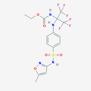 molecular formula C16H16F6N4O5S B396238 ethyl N-[1,1,1,3,3,3-hexafluoro-2-[4-[(5-methyl-1,2-oxazol-3-yl)sulfamoyl]anilino]propan-2-yl]carbamate CAS No. 329907-67-7