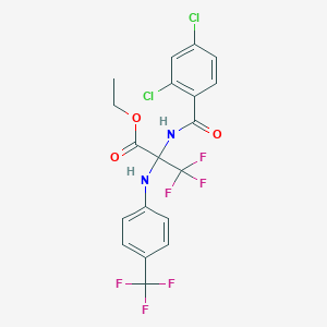 molecular formula C19H14Cl2F6N2O3 B396242 Ethyl 2-[(2,4-dichlorobenzoyl)amino]-3,3,3-trifluoro-2-[4-(trifluoromethyl)anilino]propanoate CAS No. 305869-29-8