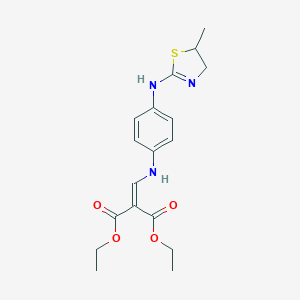 molecular formula C18H23N3O4S B396244 Diethyl 2-({4-[(5-methyl-4,5-dihydro-1,3-thiazol-2-yl)amino]anilino}methylene)malonate 