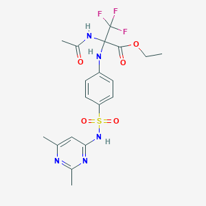 molecular formula C19H22F3N5O5S B396253 ETHYL 2-({4-[(2,6-DIMETHYLPYRIMIDIN-4-YL)SULFAMOYL]PHENYL}AMINO)-2-ACETAMIDO-3,3,3-TRIFLUOROPROPANOATE 