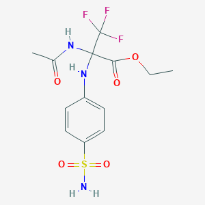 molecular formula C13H16F3N3O5S B396258 ethyl 2-(acetylamino)-2-[4-(aminosulfonyl)anilino]-3,3,3-trifluoropropanoate 