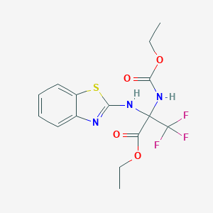 molecular formula C15H16F3N3O4S B396262 Ethyl 2-(1,3-benzothiazol-2-ylamino)-2-[(ethoxycarbonyl)amino]-3,3,3-trifluoropropanoate CAS No. 330181-54-9