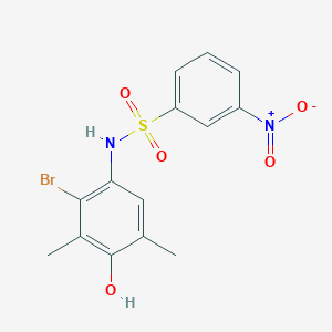 molecular formula C14H13BrN2O5S B3962807 N-(2-bromo-4-hydroxy-3,5-dimethylphenyl)-3-nitrobenzenesulfonamide 