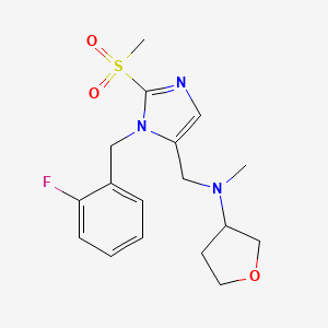 molecular formula C17H22FN3O3S B3962825 N-{[1-(2-fluorobenzyl)-2-(methylsulfonyl)-1H-imidazol-5-yl]methyl}-N-methyltetrahydro-3-furanamine 