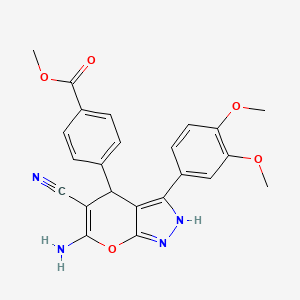 molecular formula C23H20N4O5 B3962965 Methyl 4-[6-amino-5-cyano-3-(3,4-dimethoxyphenyl)-2,4-dihydropyrano[2,3-c]pyrazol-4-yl]benzoate 