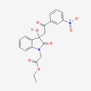 molecular formula C20H18N2O7 B3963041 ethyl {3-hydroxy-3-[2-(3-nitrophenyl)-2-oxoethyl]-2-oxo-2,3-dihydro-1H-indol-1-yl}acetate 